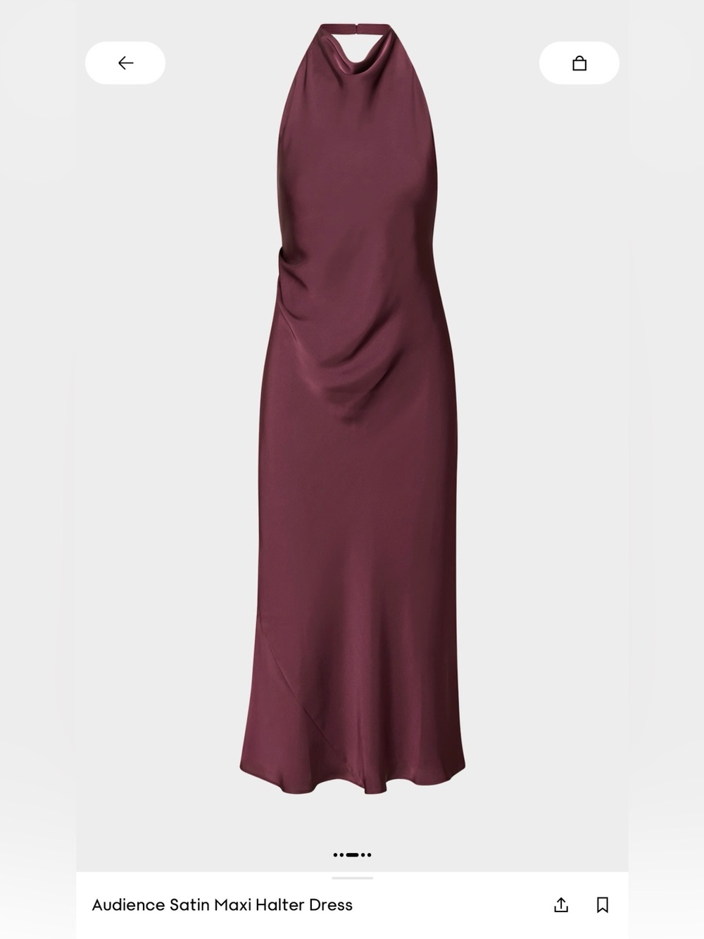 Aritzia Audience Satin Maxi Halter Dress in Burgundy/ Gala Plum